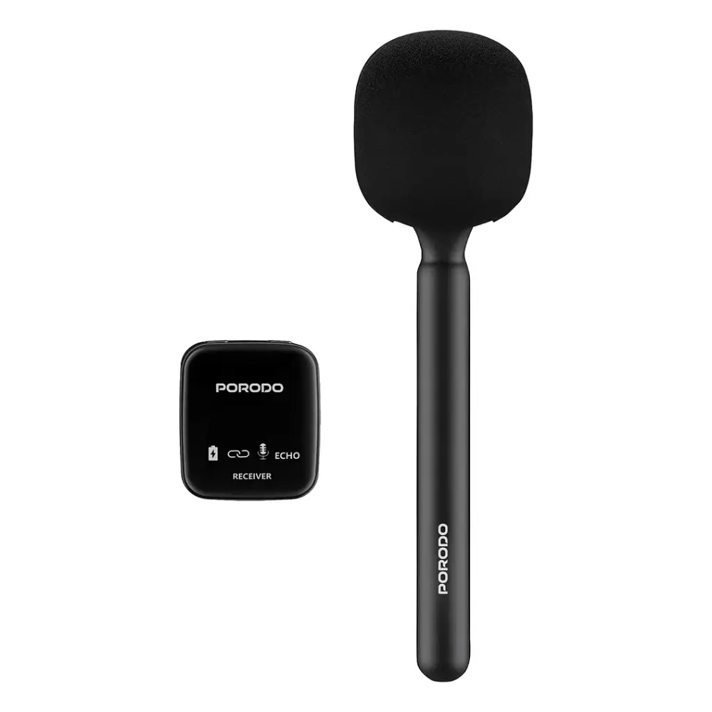 میکرفون دو کاره یقه ای و دستی پرودو(PD-LFST133)Porodo Two-Device Connect Handheld Lavalier Microphone – Black