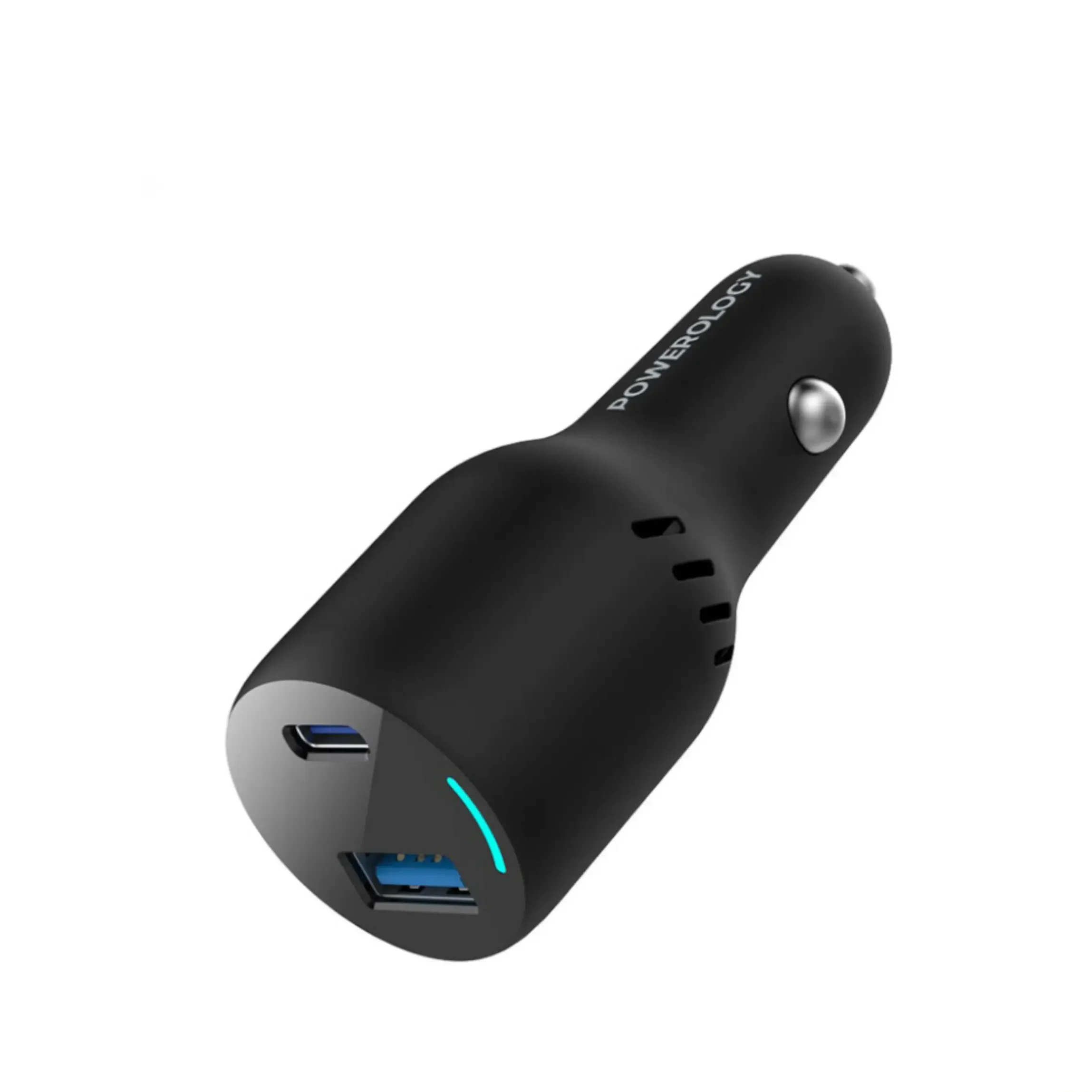 شارژر فندکی دو پورت 83 وات پاورولوژی Powerology Dual Port Car Charger PD 65W + QC3.0 18W مدل PCCSR013