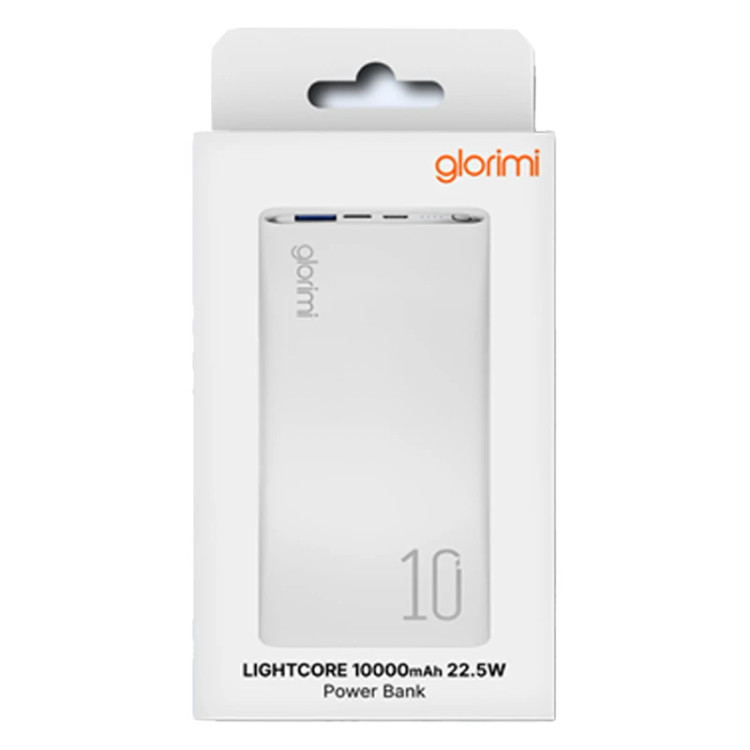 پاوربانک 22.5 وات گلوریمی مدل Lightcore ظرفیت 10000 میلیآمپرساعت به همراه کابل تبدیل USB-C